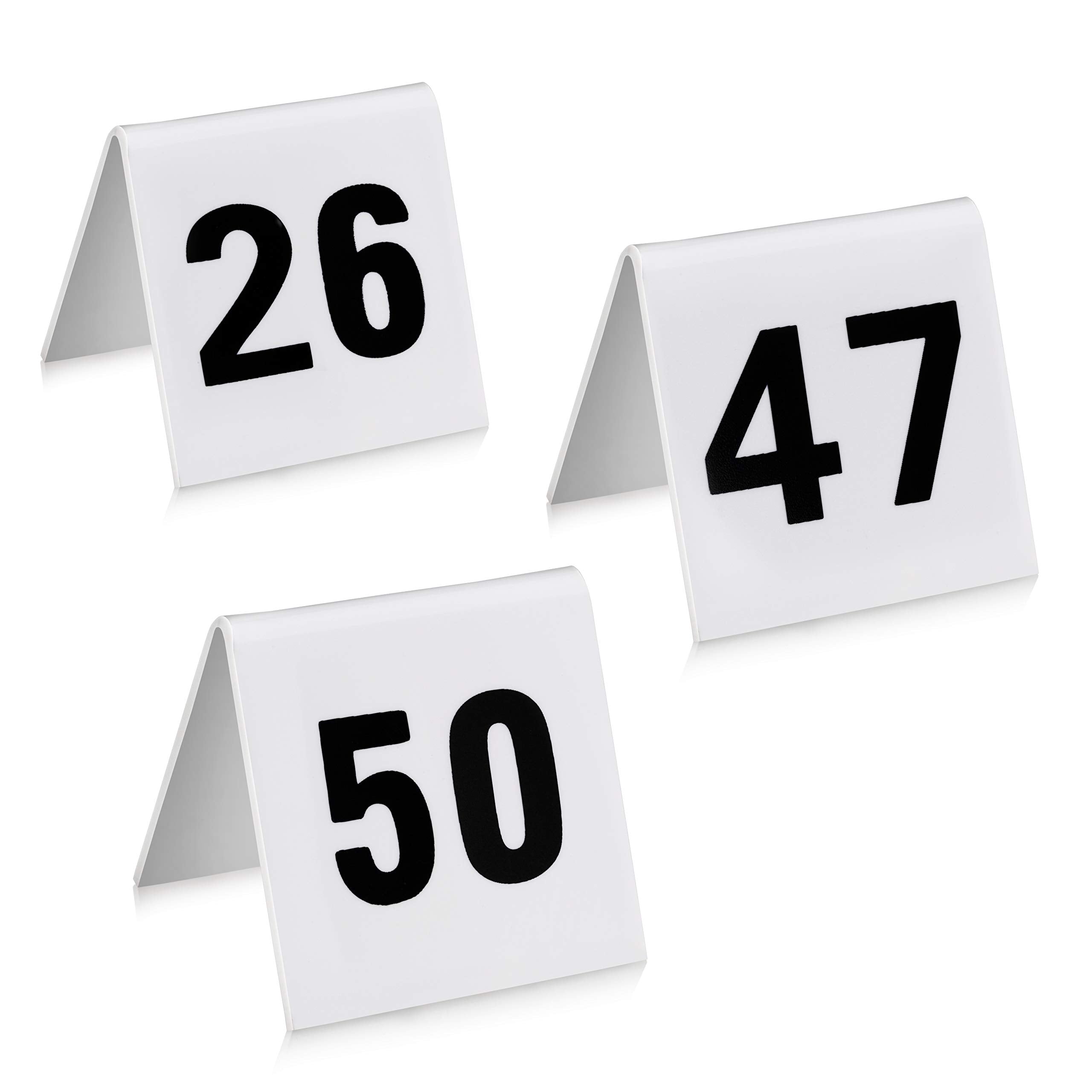 New Star Foodservice 26764 Double Sided Plastic Table Numbers, 26-50, Acrylic, White, 1.7 x 2