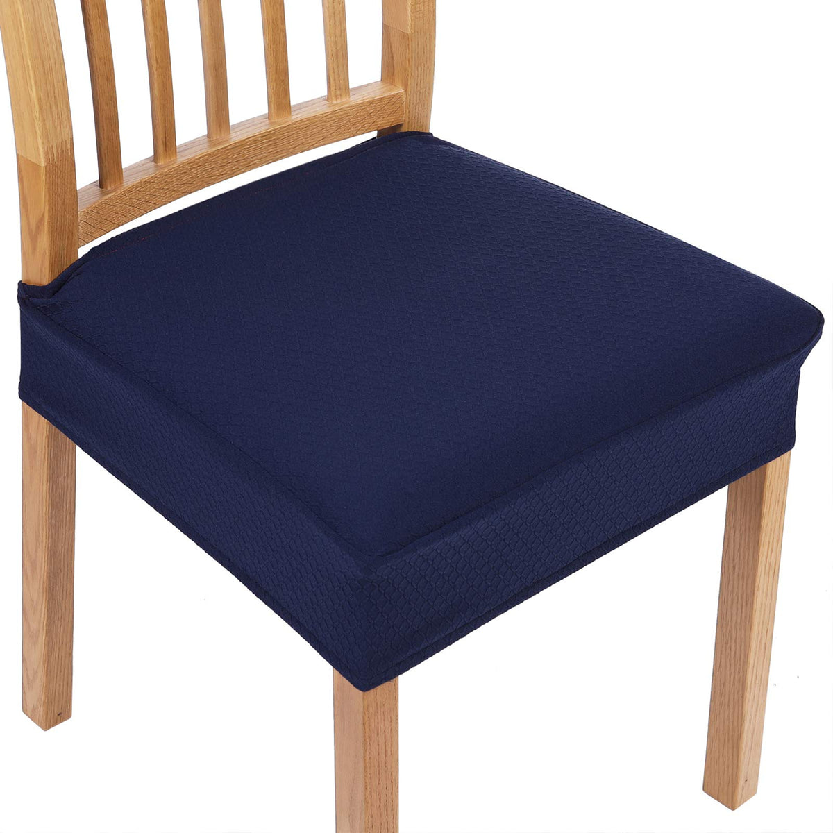 Smiry Stretch Jacquard Chair Seat Covers, Removable Washable Anti-Dust Chair Seat Protector Slipcovers For Dining Room, No Rear Covers - Set Of 2, Federal Blue