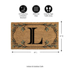 Evergreen Monogram Coir Doormat | Letter L | Front Door Mat For Outdoor Indoor Entrance | 28X16 Inches | Non-Slip Backing Doorwa