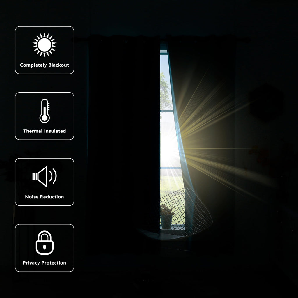 Koufall Beige Curtains 63 Inch Length For Living Room,Blackout Grommet Room Darkening Bedroom Curtains 63 Inches Long 2 Panels Set