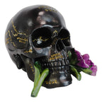 Ebros Black And Gold Paranormal Witch Romantic Lobotomy Brain Anatomy Skull With Purple Flower Statue 6.5'' Long Supernatural Oc