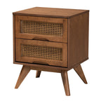 Baxton Studio Rina Ash Walnut Wood 3-Piece Queen Size Bedroom Set With Rattan