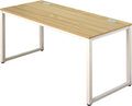 Shw Home Office 55-Inch Large Computer Desk, White Frame W/Oak Top