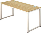 Shw Home Office 55-Inch Large Computer Desk, White Frame W/Oak Top