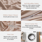 Mildly Super Soft Duvet Cover - 100% Washed Microfiber Rugby Tan Comforter Cover Set 3 Pieces With Zipper Closure & Corner Ties