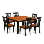 East West Furniture PFLG7-BCH-W 7 Piece Modern Dining Table Set Consist of a Square Wooden Table with Butterfly Leaf and 6 Dining Room Chairs, 54x54 Inch, Black & Cherry
