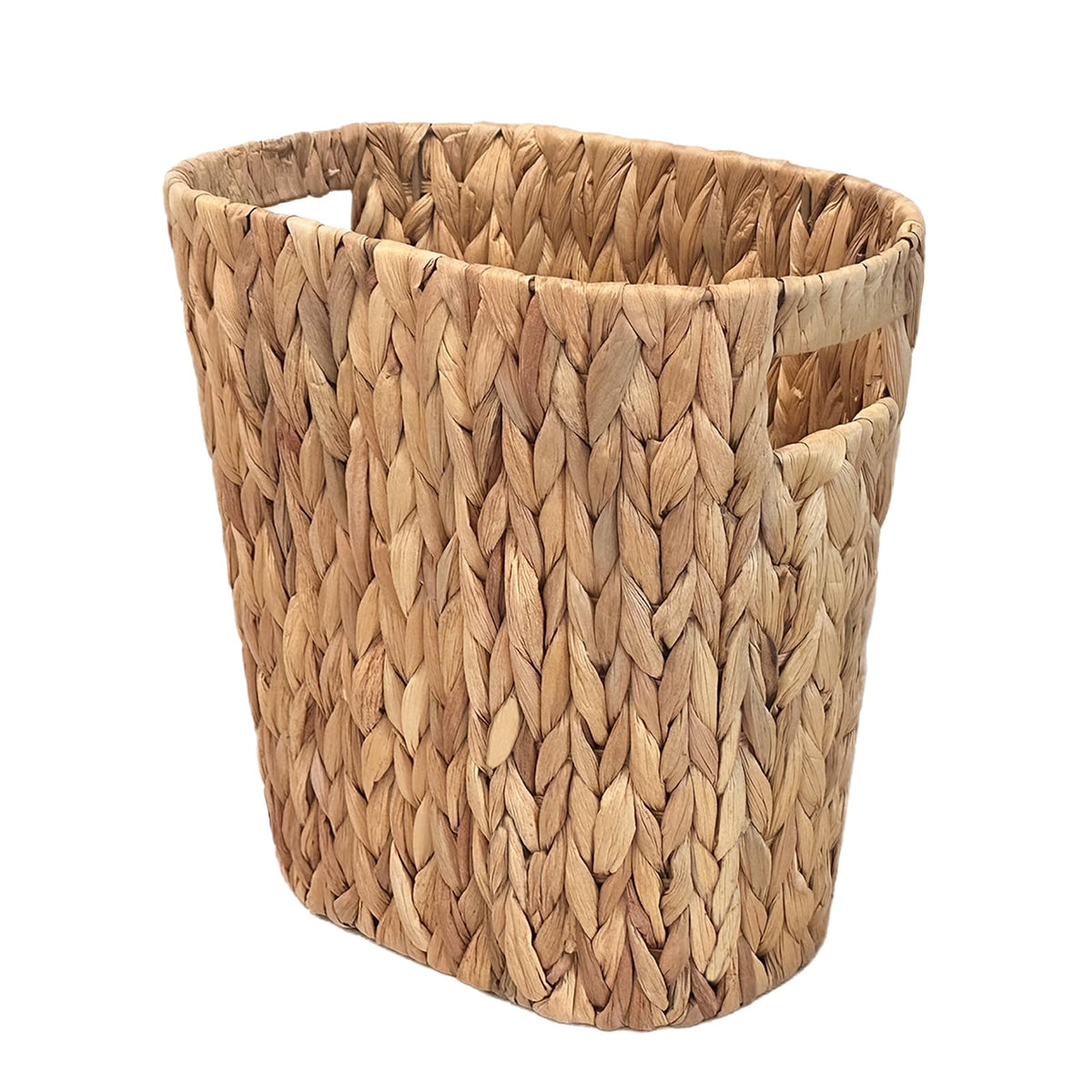 PINXIURY Bathroom Wicker Trash Can Handwoven Wicker Waste Basket with Builtin Handles Water Hyacinth Garbage Can for Bedroom Of