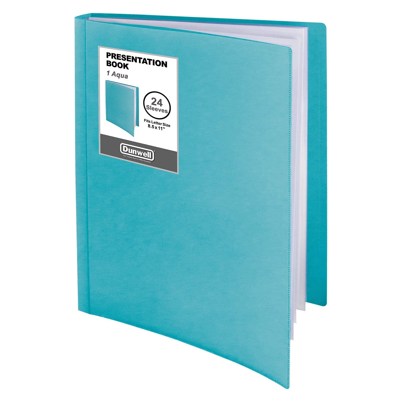 Dunwell Binder With Plastic Sleeves 24-Pocket (Aqua) - Presentation Book, 8.5 X 11 Portfolio Folder With Clear Sheet Protectors,