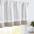 jinchan Nautical Valance Striped Linen Curtain 16 Inch Gray Farmhouse Room Darkening Kitchen Valance for Living Room Window Doub