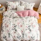 Oaite Duvet Cover Set Twin Size Floral Pattern 600 Thread Count Ultra Soft 100% Long Staple Cotton Duvet Cover Sets 3-Pc, Breath