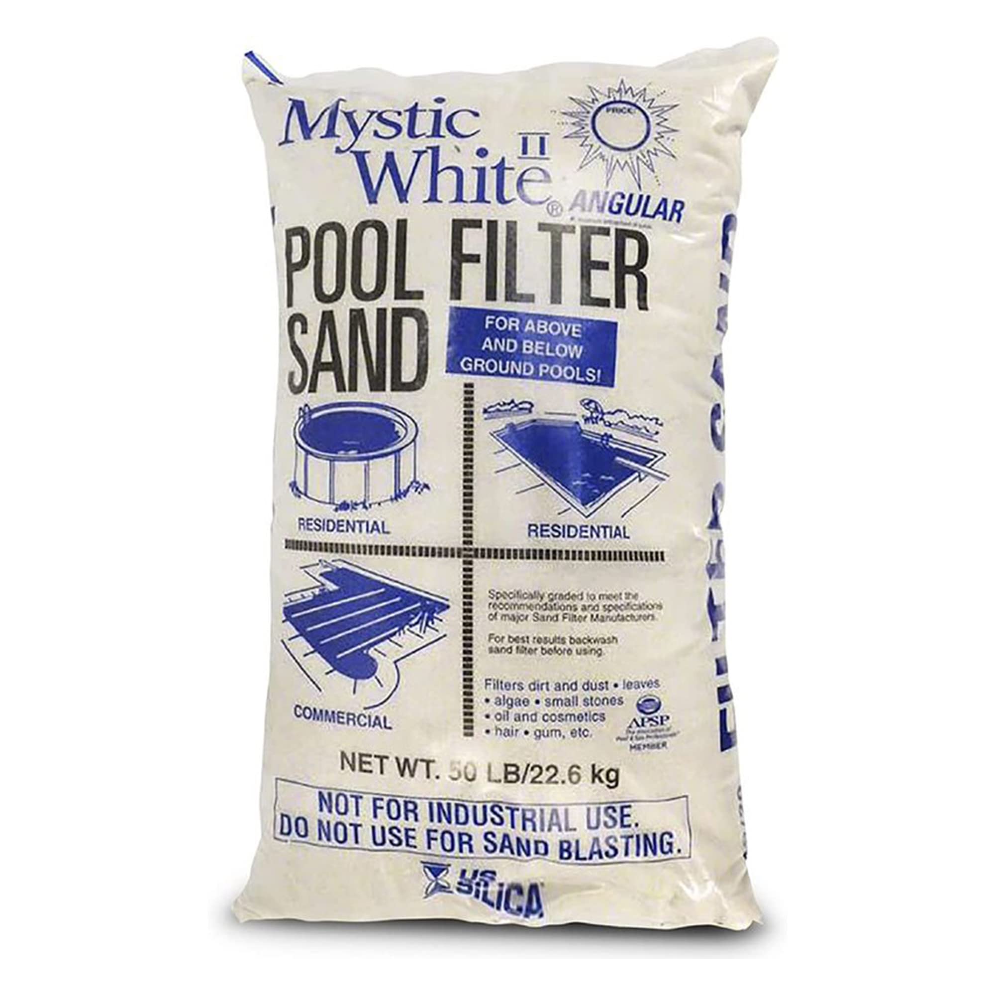 Mystic White Ii Swimming Pool Filter Sand - 50Lb Bag