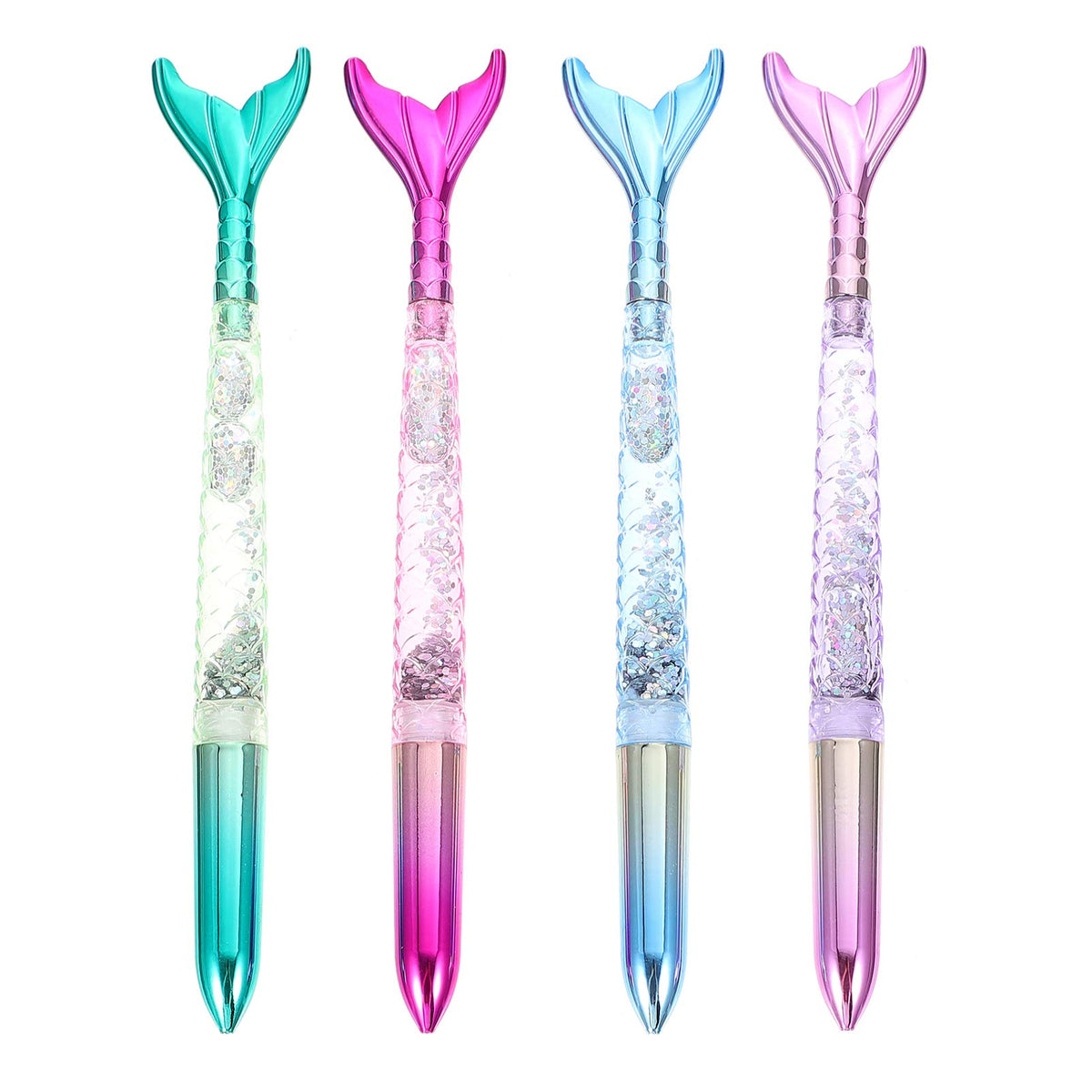 Nuobesty 4Pcs Mermaid Gel Pens Cute Creative 0.5Mm Blue Gel Ink Refills Ballpoint Pens Pen For Home Office Stationery Students