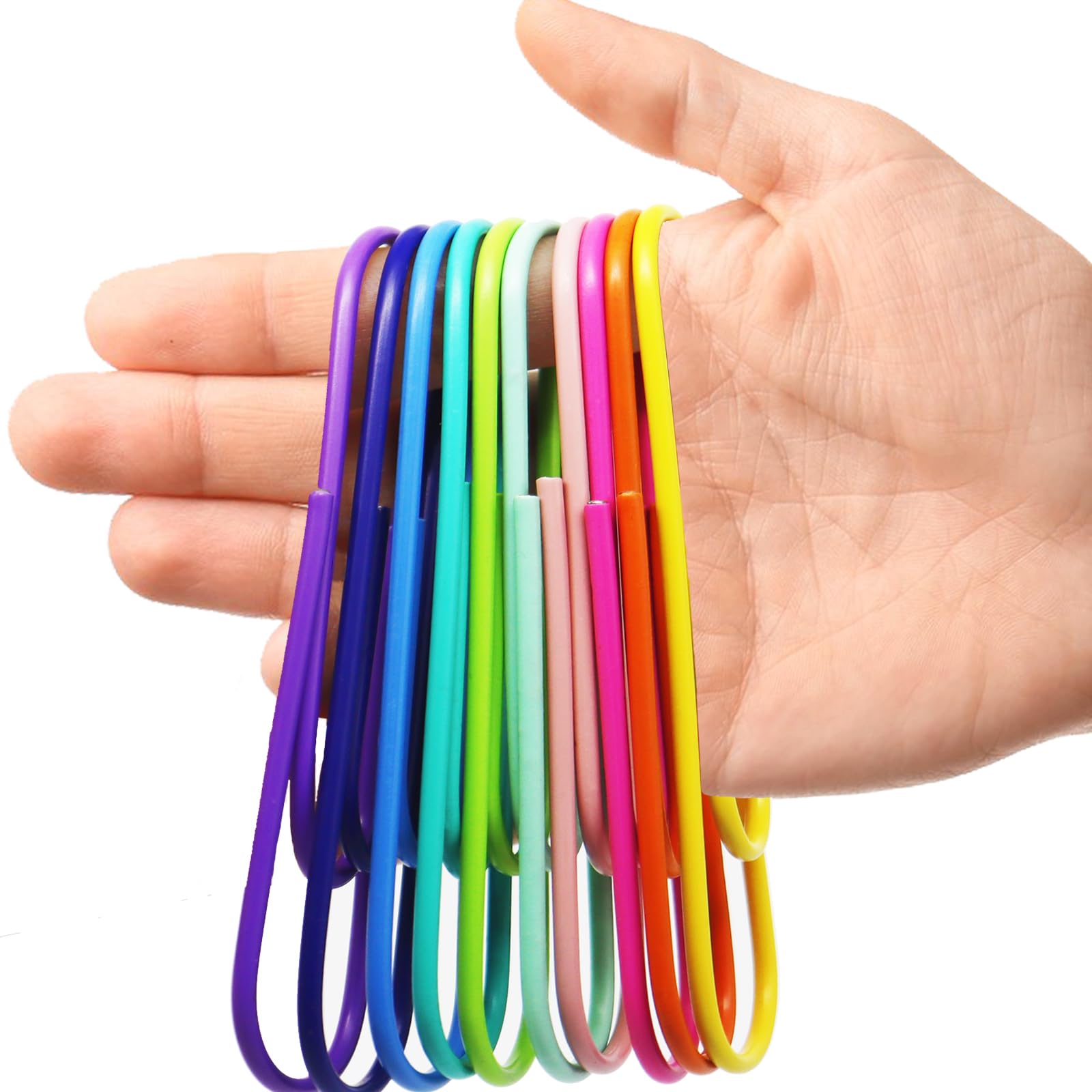40 Pack 4 Inches Jumbo Paper Clips, Vinyl Coated Multicolored Extra Large Mega Paperclips For Office School Document Organizing