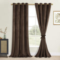 DWCN Dark Brown Blackout Velvet Curtains - 84 Inches Long Refresh Bundleable Heavy Duty Thermal Insulated Grommet Window Panels 