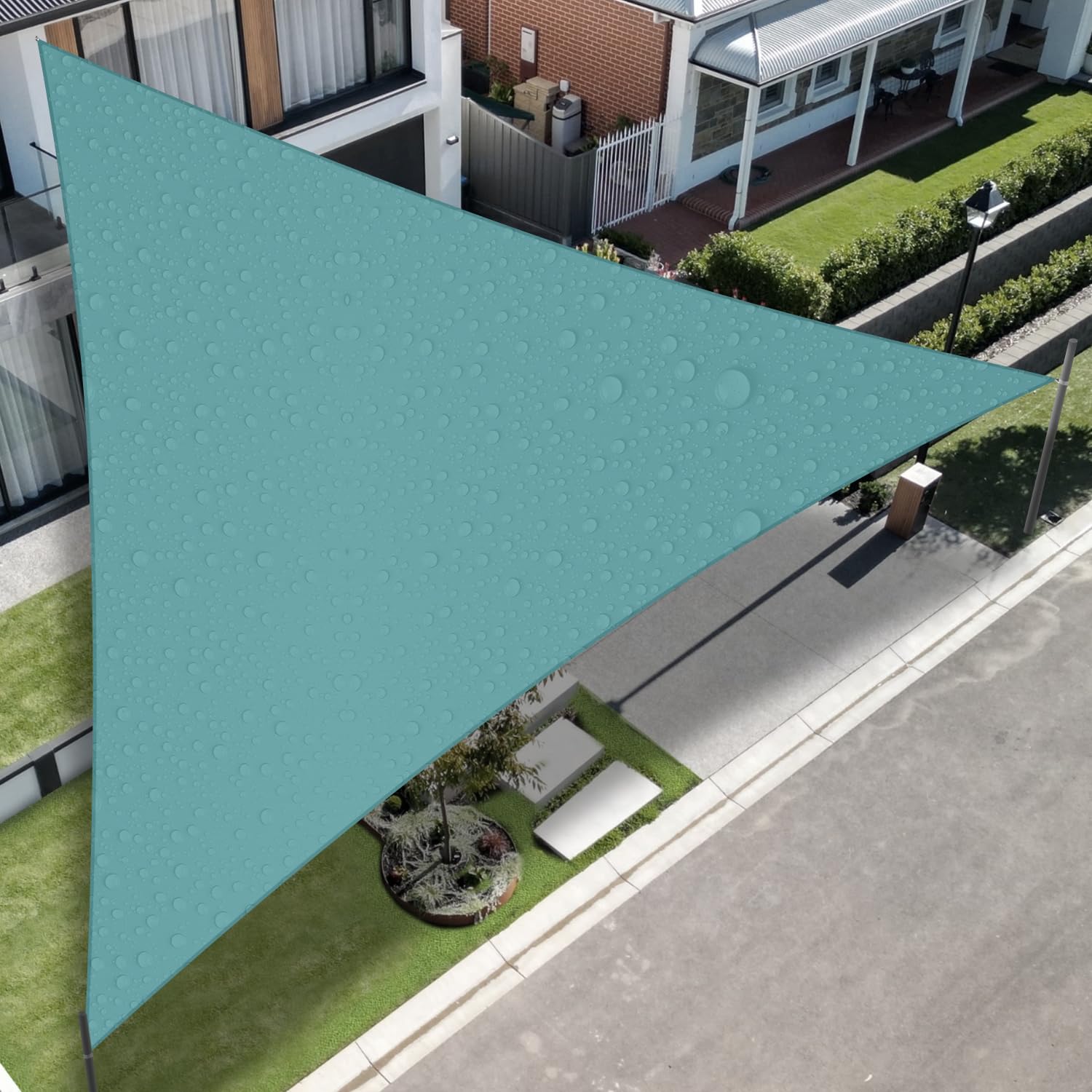 Tang Sunshades Depot 15'X19'X24' Right Triangle Waterproof Knitted Shade Sail Curved Edge Turquoise 260 Gsm Uv Block Shade Fabri