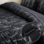 Muxhomo Black Bed In A Bag Queen 7 Pieces, Queen Comforter Set Reversible Botanical Flowers Design, Ultra Soft & Breathable Bedd