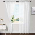 Hiasan Off White Sheer Curtains For Bedroom With Tiebacks, Rod Pocket Light Filtering Voile Drapes Airy Breathable Window Curtai