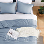 Andency Grayish Blue California King Comforter Set, 3 Pieces Cal King Lightweight Reversible Classic Soft Solid Bed Comforter, Oversized Fluffy Microfiber Bedding Set (104X96In, 2 Pillowcases)