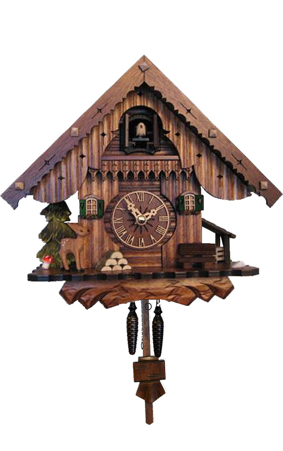 Engstler 405Qm Battery-Operated Cuckoo Clock-Full Size-9" H X 10" W X 6" D, Brown