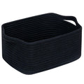 CubesLand Cube Storage Organizer Basket Bin, Rectangular Cotton Rope Basket, 14x10x7.08Inches, Black