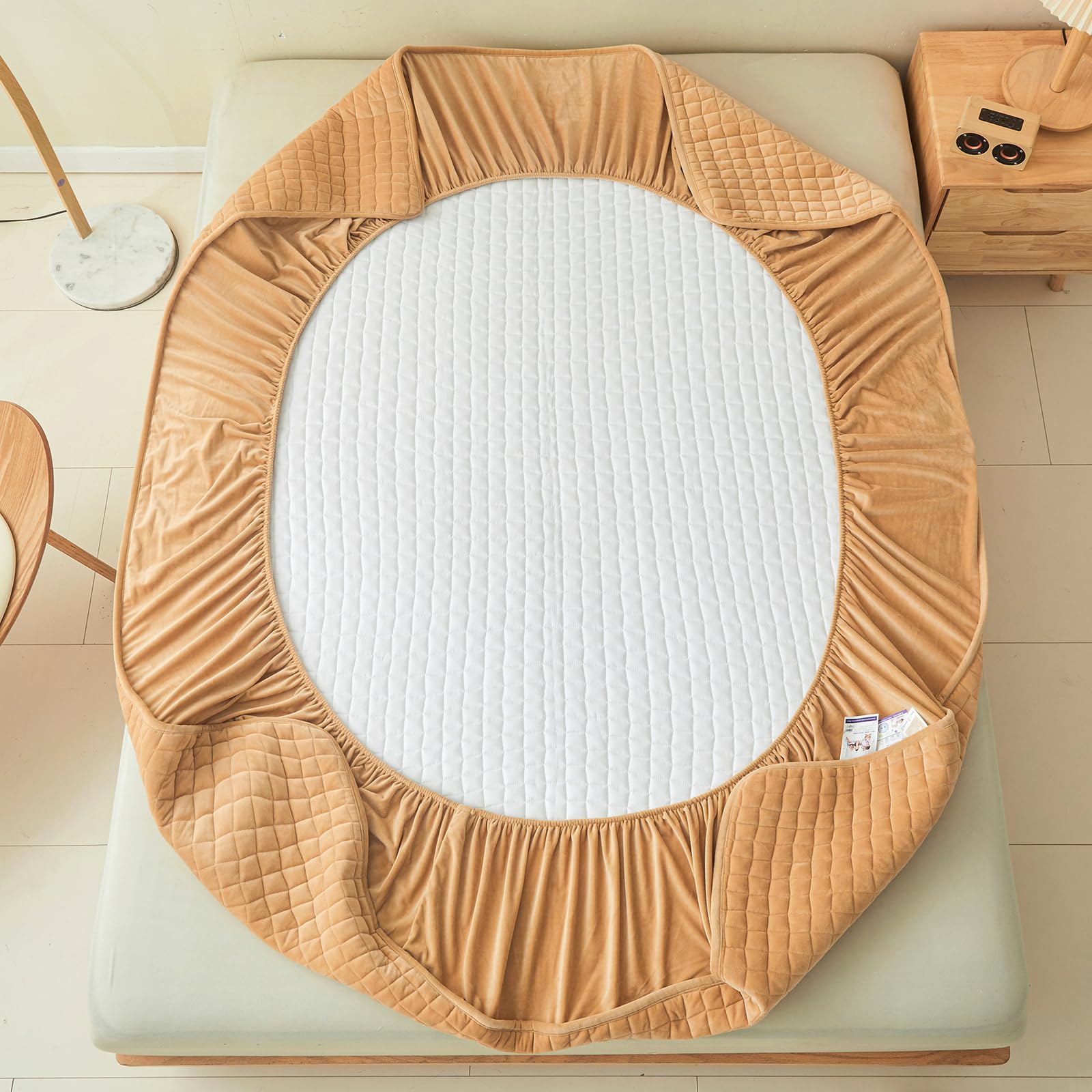 Lweipsqlin Quilted Flannel Fitted Sheets,Soft Flannel Fleece Mattress Top- Suitable For Fall And Winter,Fitted Deep Pocket Up To