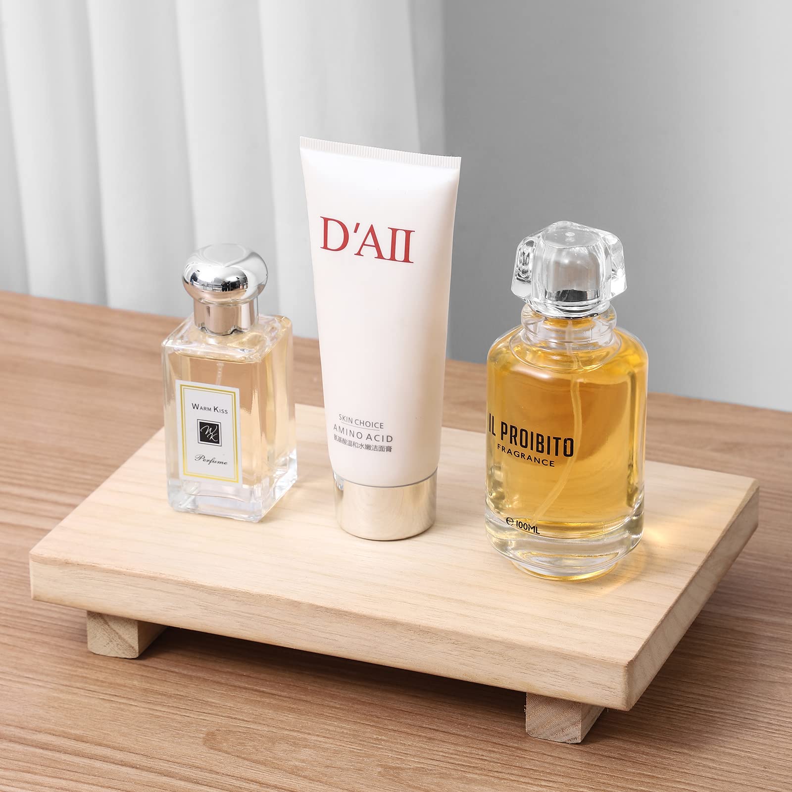 Small Wood Tray Pedestal Stand Farmhouse Bathroom Decor Decorative Wooden Riser Kitchen Soap Dish Holder For Vanity, Counter, Si