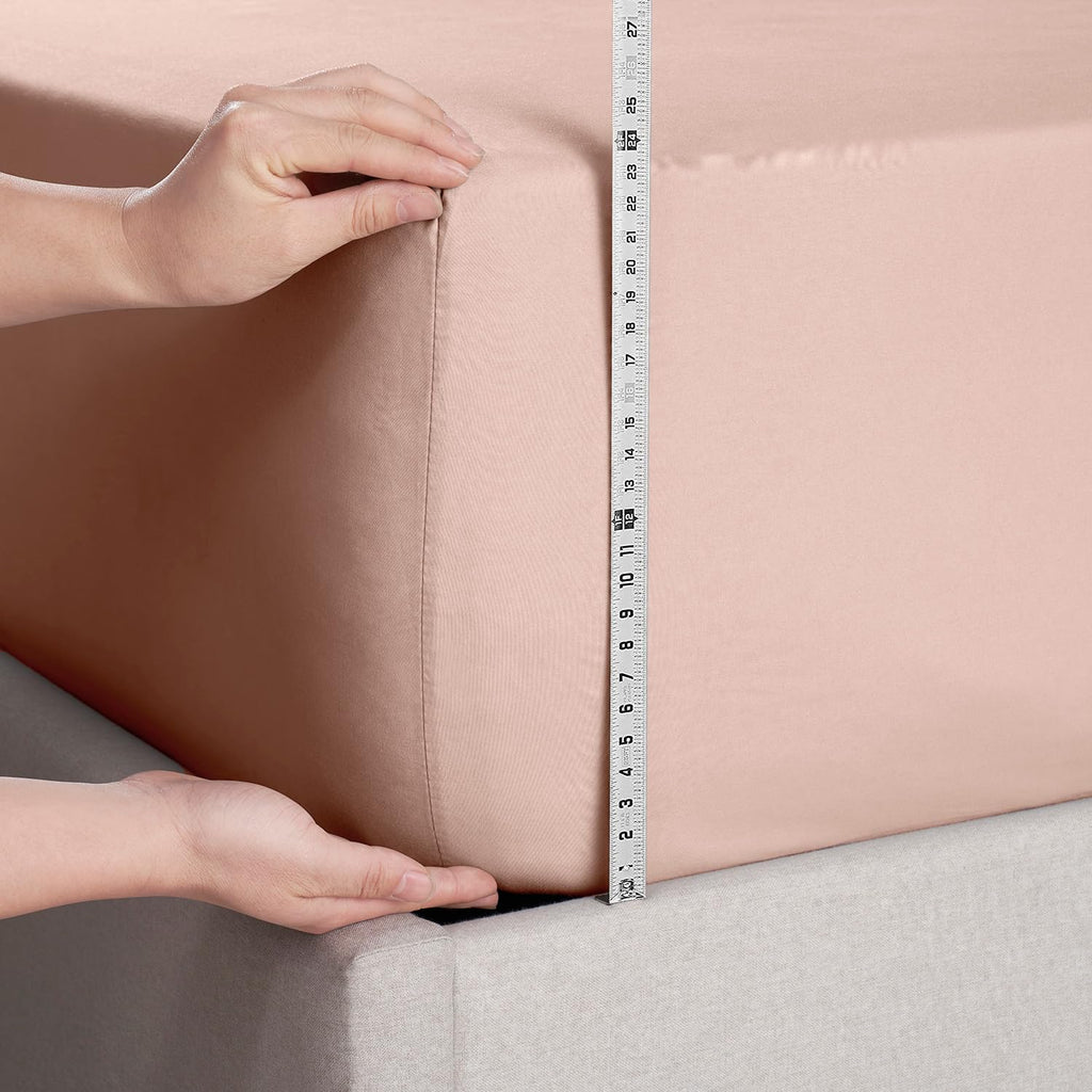 Nestl Peach Beige Twin Xl Fitted Sheet - Extra Deep Pocket, 1800 Microfiber, Ultra Soft, Fits Up To 24 Inch Mattress