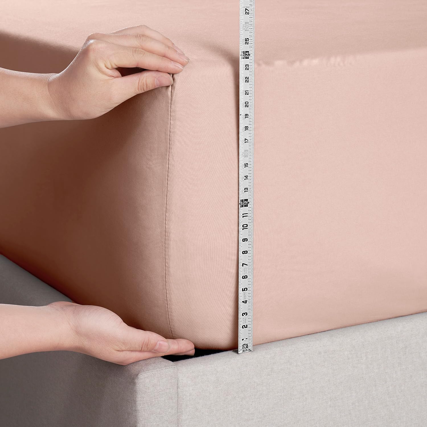 Nestl Peach Beige California King Deep Pocket Sheet - 1800 Microfiber California King Bed Sheet Fitting Up To 24 Inch Mattress