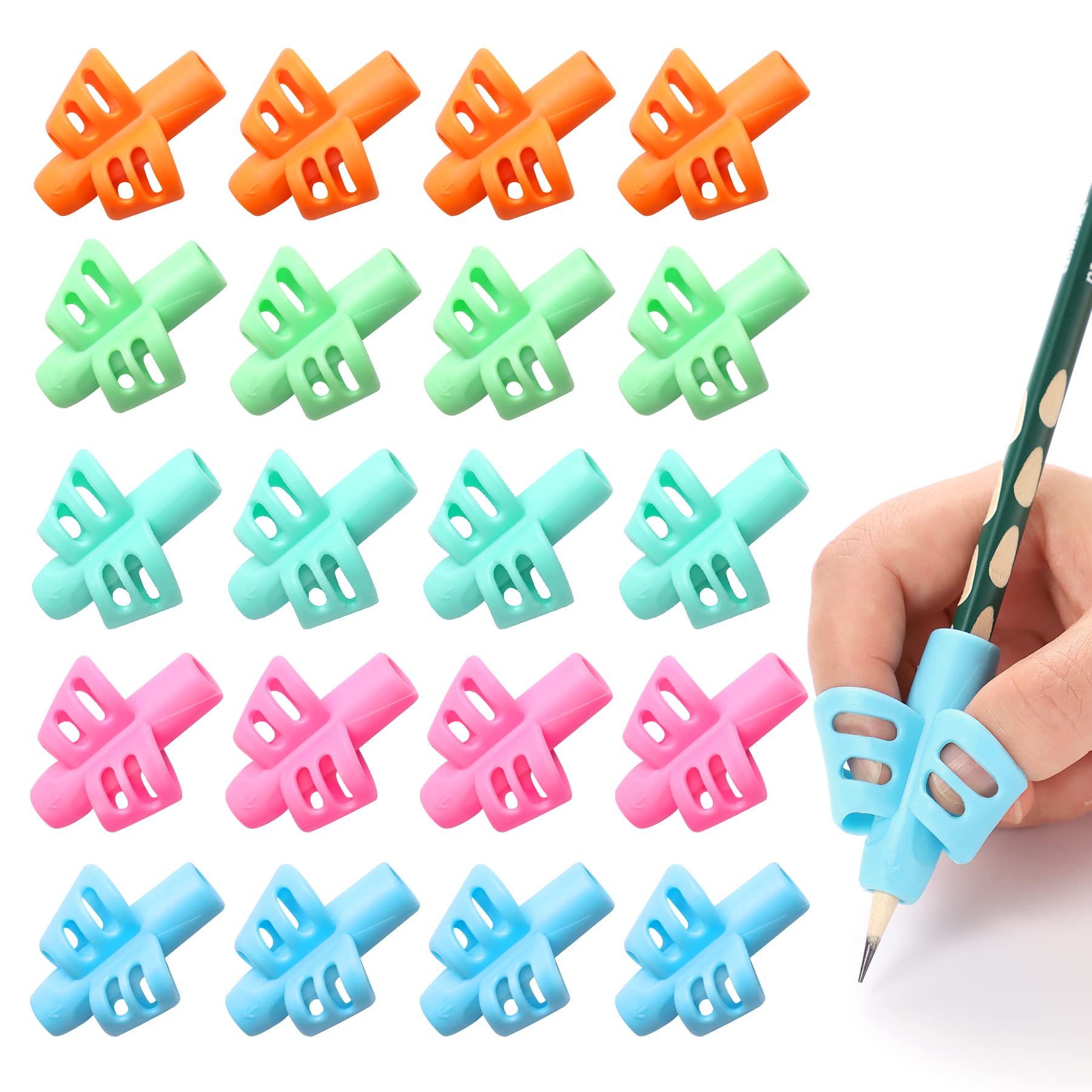 Kigeapuel 20 Pcs Pencil Grips For Kids Handwriting Pencil Holders Grippers Writing Posture Correction Tools For Toddlers, Specia