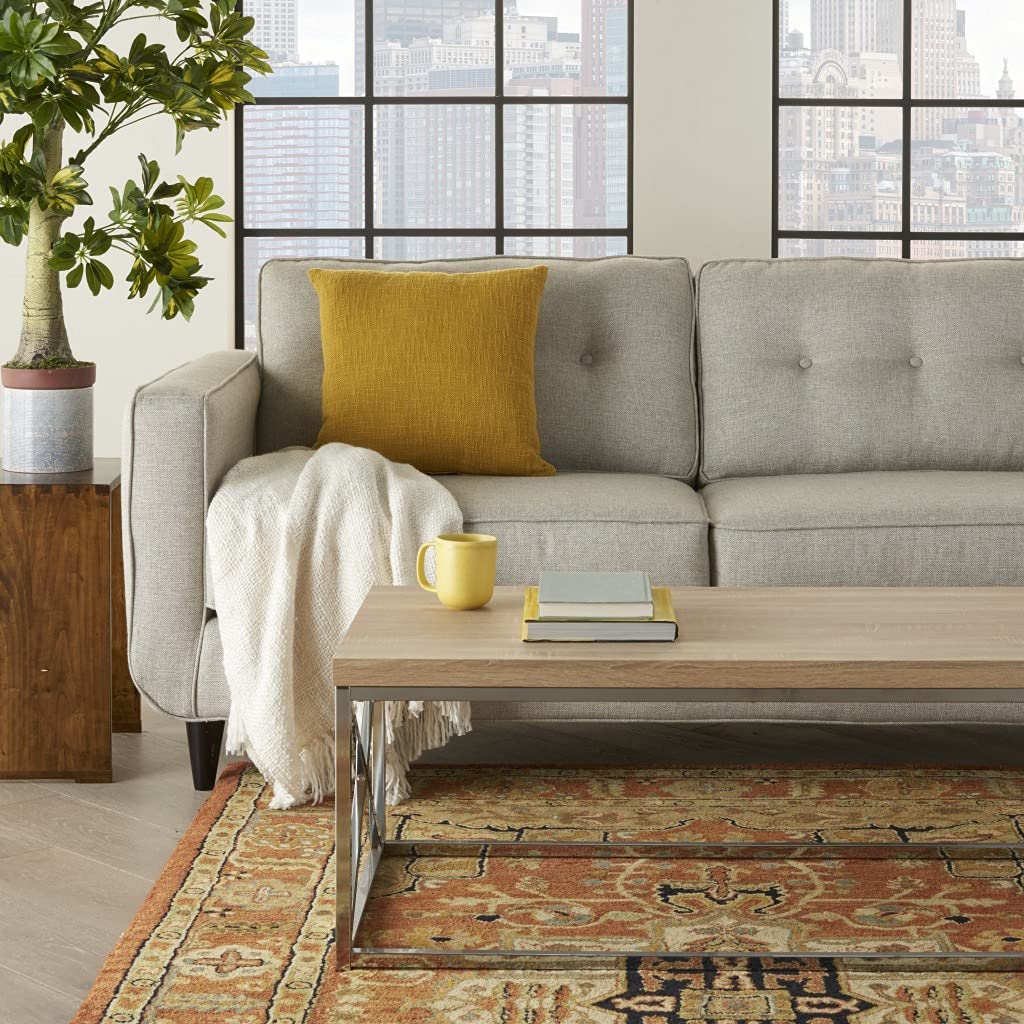 HomeRoots 100% Cotton Mustard Solid Woven Throw Pillow