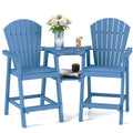 Foowin Tall Adirondack Chairs Set Of 2,Recycled Poly Balcony Chair With Double Connecting Tray Patio Stools Weather Resistant Fo