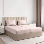Split King Size 5 Piece Bedding Sheet Set - Breathable & Cooling - Hotel Luxury Bed Sheets Set - Easy Fit - Soft, Wrinkle Free & Comfy Blush Stripes Oeko-Tex Bedding Sheets - Deep Pockets 5 Piece Set