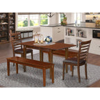 East West Furniture Noml5C-Mah-Lc 5 Pc Kitchen Nook Dining Set - Table Plus 2 Dining Table Chairs And 2 Benches