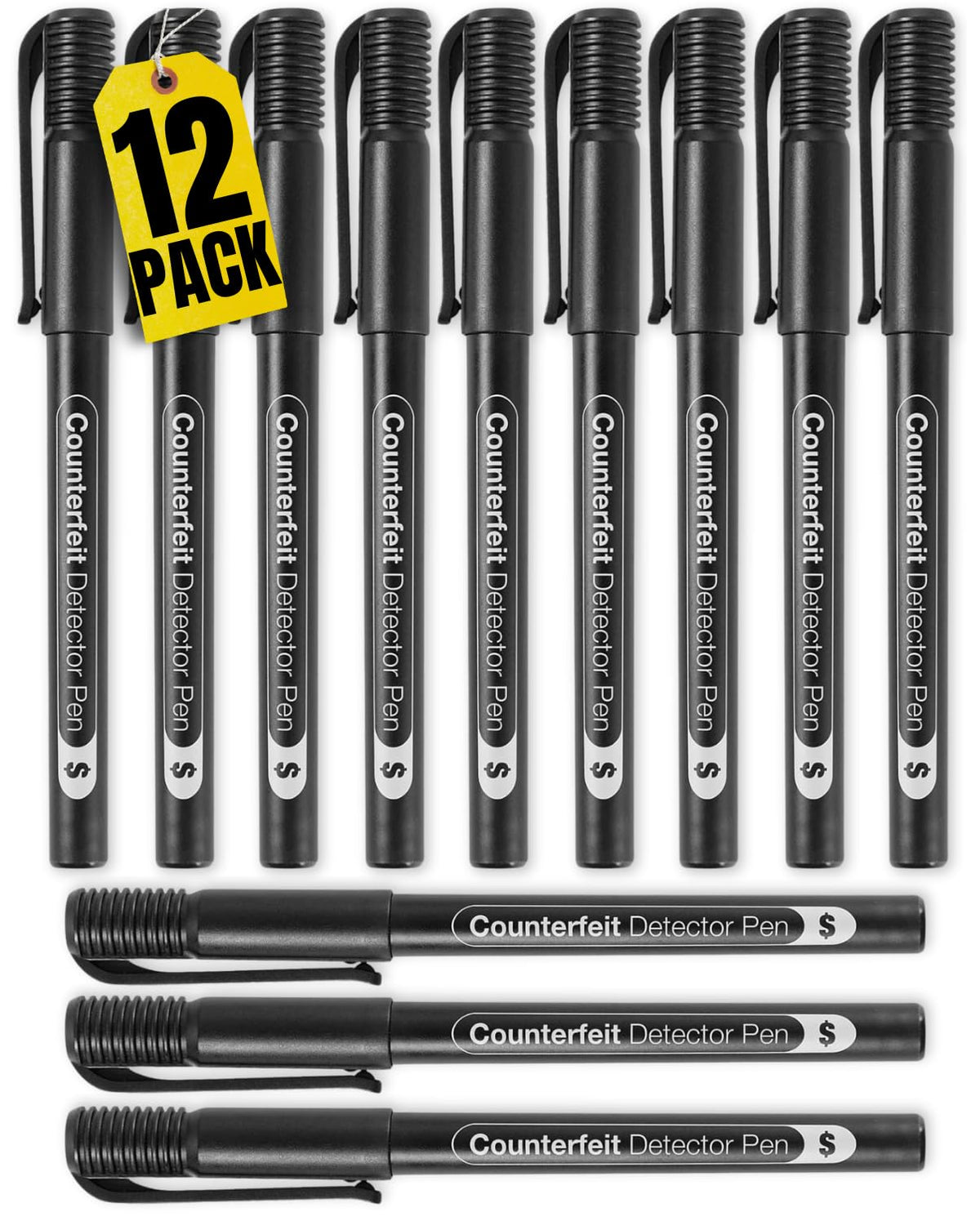 1Intheoffice Counterfeit Bill Detector Pen, Fake Money Marker Detector, (12 Pack) Counterfeit Pen