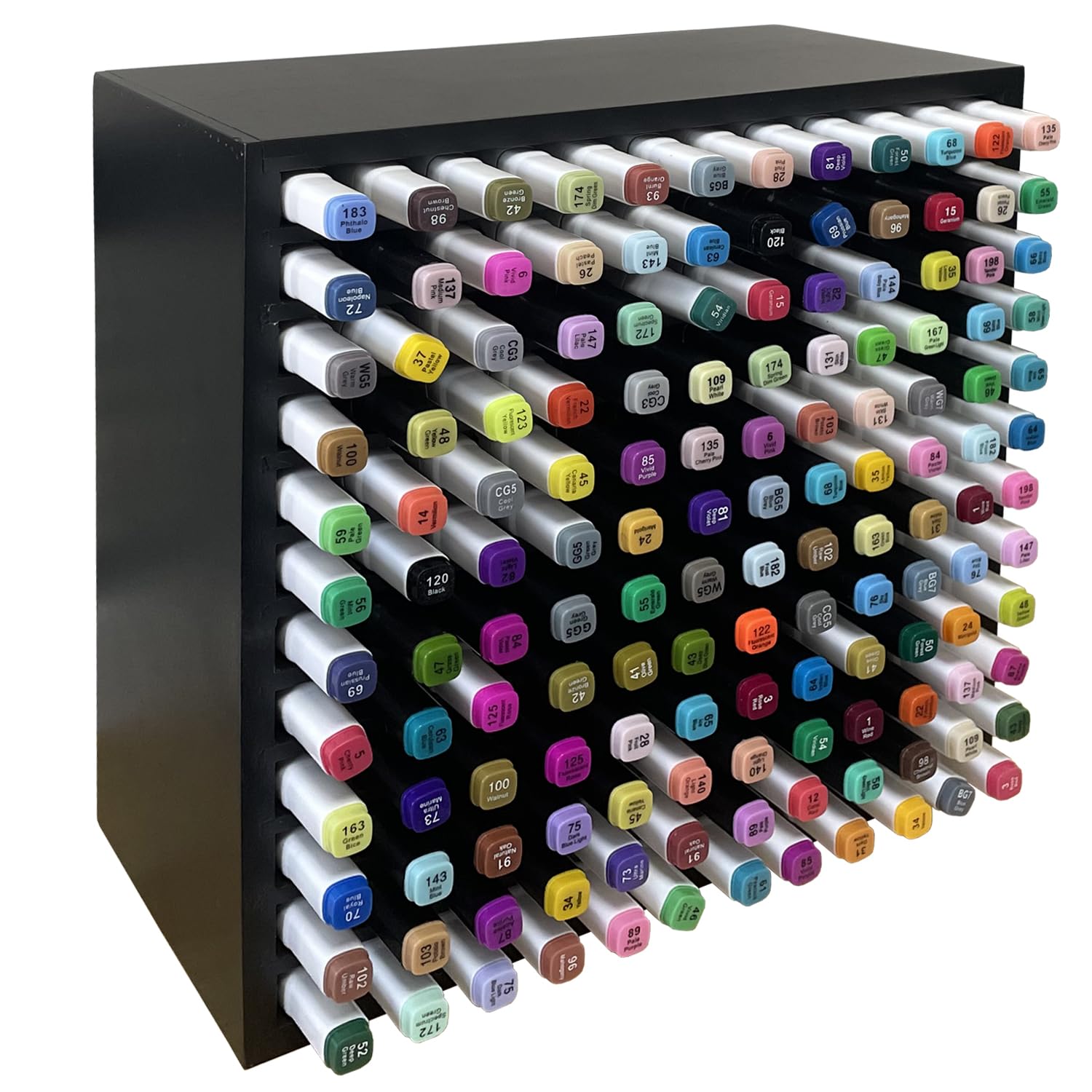 Minboo Bamboo Marker Organizer Wooden Art Supply Storage Organizer Rack Art Markers Pens Colored Pencils Paint Brushes Stationar