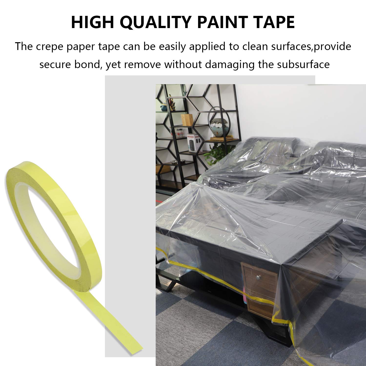 2 Pack Plastic Couch Cover & 2 Pack Battery Tape,Furniture Covers,Waterproof Couch Covers,Extra Large Plastic Tarp Couch Covers