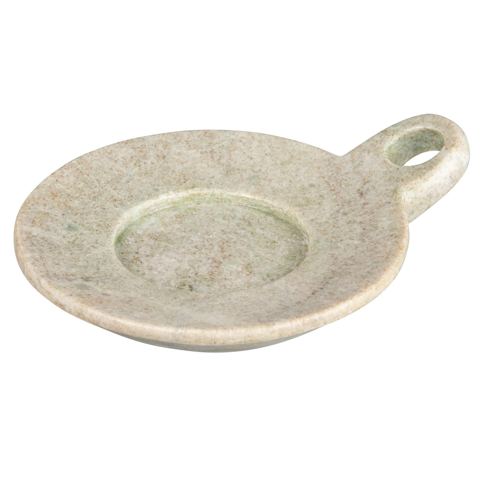 Creative Co-Op Hand-Carved Marble Handle, Beige Dish, 6