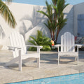 Lue Bona Adirondack Chairs Set Of 2, White Poly Adirondack Chairs With Cup Holder, 300Lbs Modern Adirondack Chair Weather Resistant, Outdoor Patio Chair For Fire Pit, Patio, Law, Balcony, Backyard