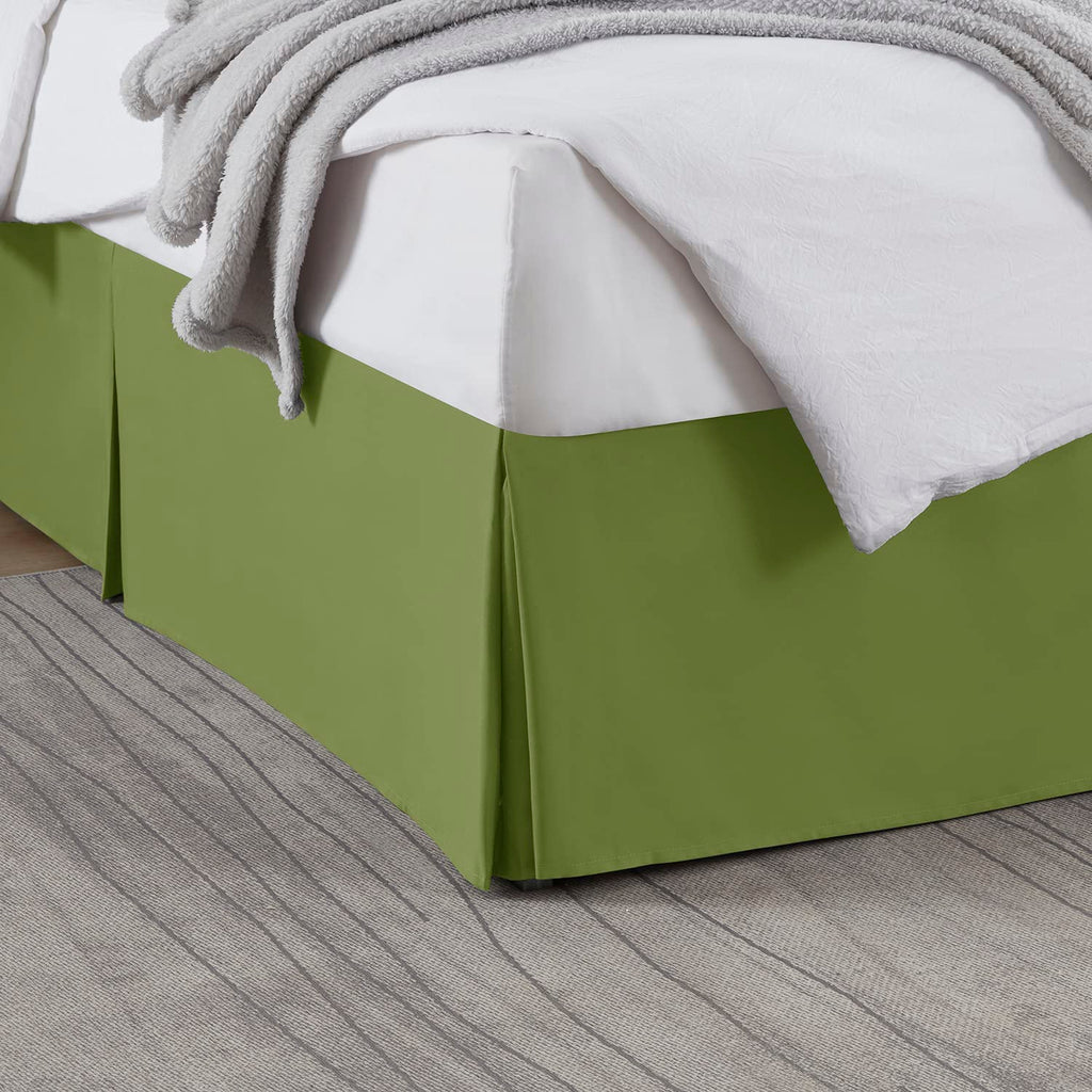 Nestl Calla Green Bed Skirt Cal King Size - Cal King Bed Skirt 14 Inch Drop - Brushed Microfiber Bed Skirts - Hotel Quality Pleated Bed Skirt - Shrinkage & Fade Resistant