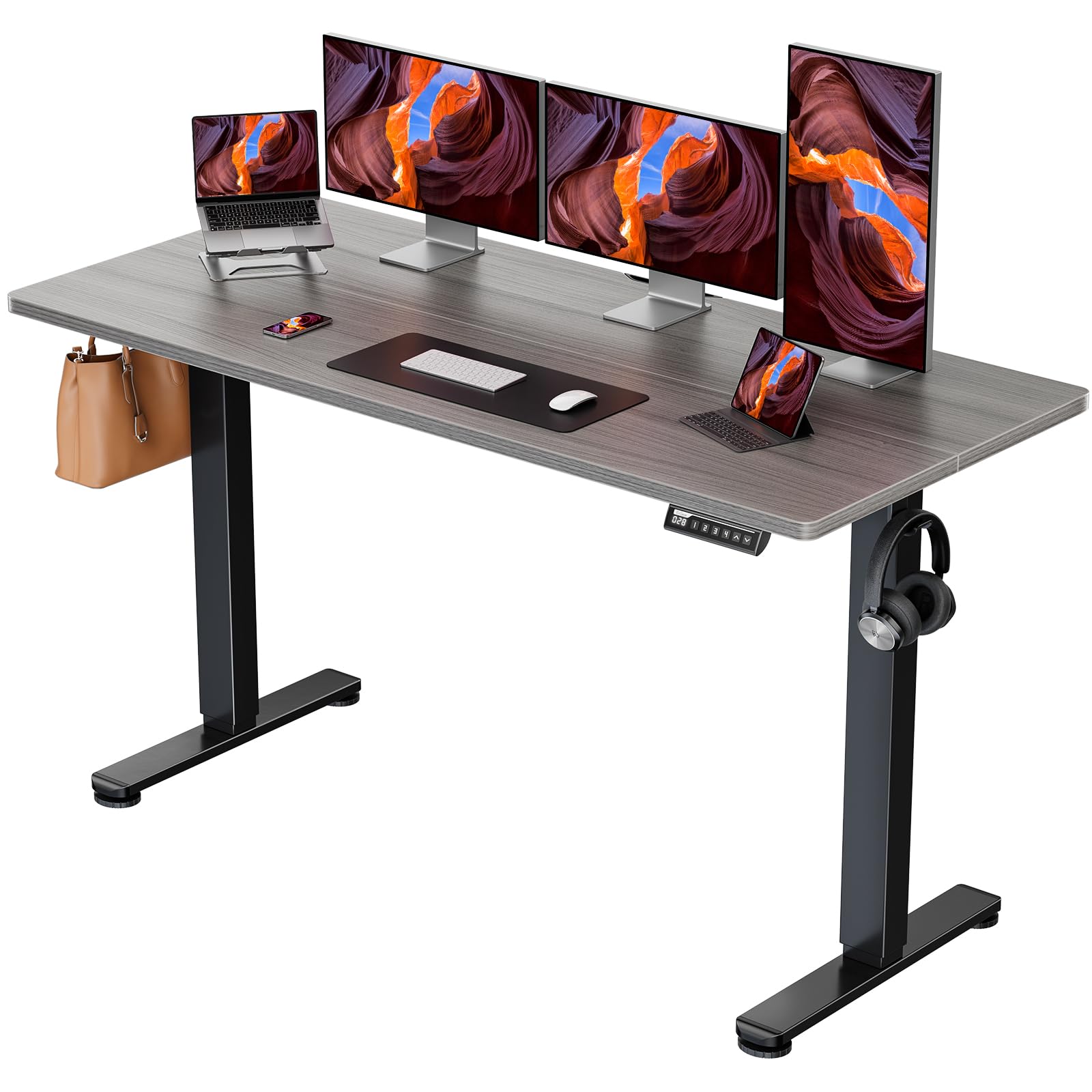 ErGear Electric 71 x 30 inch Standing Desk Workstation, Large Sit Stand up Desk, Memory Computer Home Office Desk, (Grey) Ships 