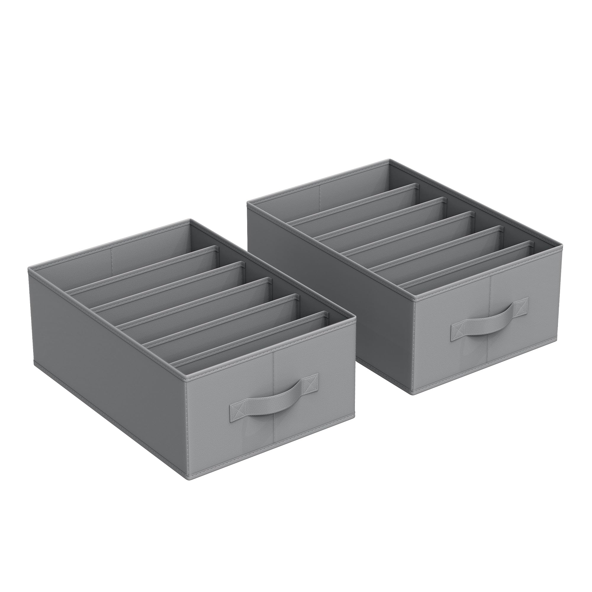 SONGMICS Set of 2 Large Size Wardrobe Clothes Organizers, 6-Compartment Foldable Drawer Organizers with Handles, 16.5 x 11.8 x 6