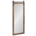 Kate and Laurel Cates Farmhouse Wood Framed Wall Mirror, 18 x 50, Rustic Brown, Barn Door-Inspired Rustic Mirrors for Wall