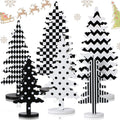6 Pieces Wood Christmas Tree Sign Decor Farmhouse Christmas Decorative Freestanding Trees Christmas Tiered Tray Decor Tabletop C