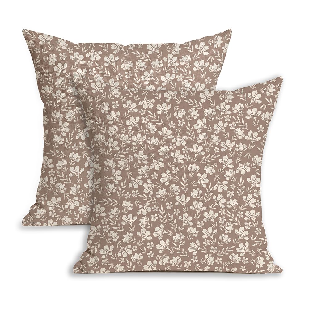 Allorry Khaki Pillow Covers 20x20 Set of 2 Cute Vintage Daisy Floral Decorative Pillow Cases Spring Summer Fall Rustic Farmhouse