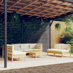 vidaXL 8-Piece Solid Pinewood Outdoor Lounge Set with Gray Cushions - Easy-to-Assemble Patio seating and Table/Footstool Bundle