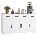 VVFLU 55 Sideboard Buffet Cabinet with Storage, Coffee Bar Cabinet with 3 Drawers and 4 Barn Doors, Long Storage Cabinet Modern 