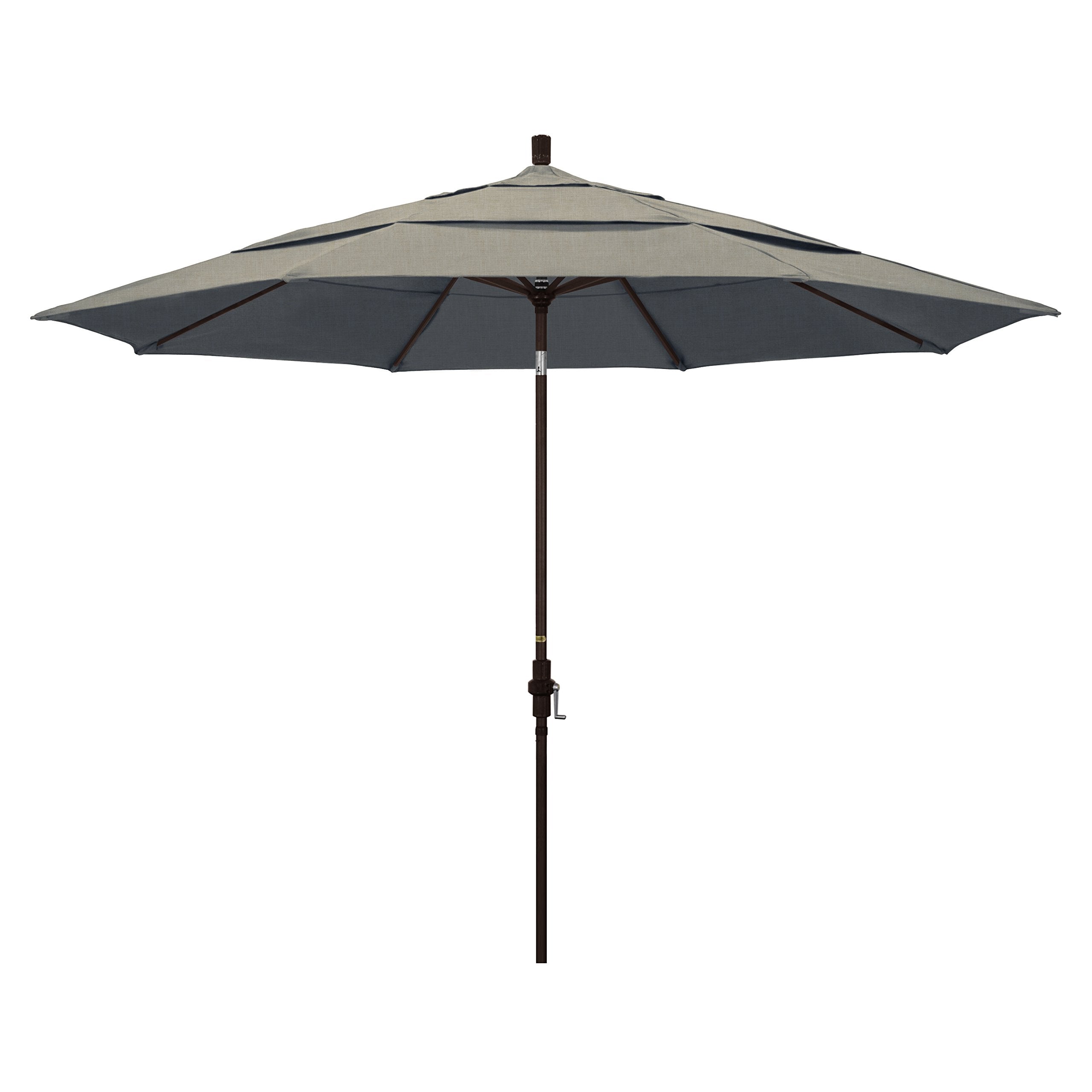 California Umbrella 11' Round Aluminum Market Umbrella, Crank Lift, Collar Tilt, Bronze Pole, Sunbrella Spectrum Dove