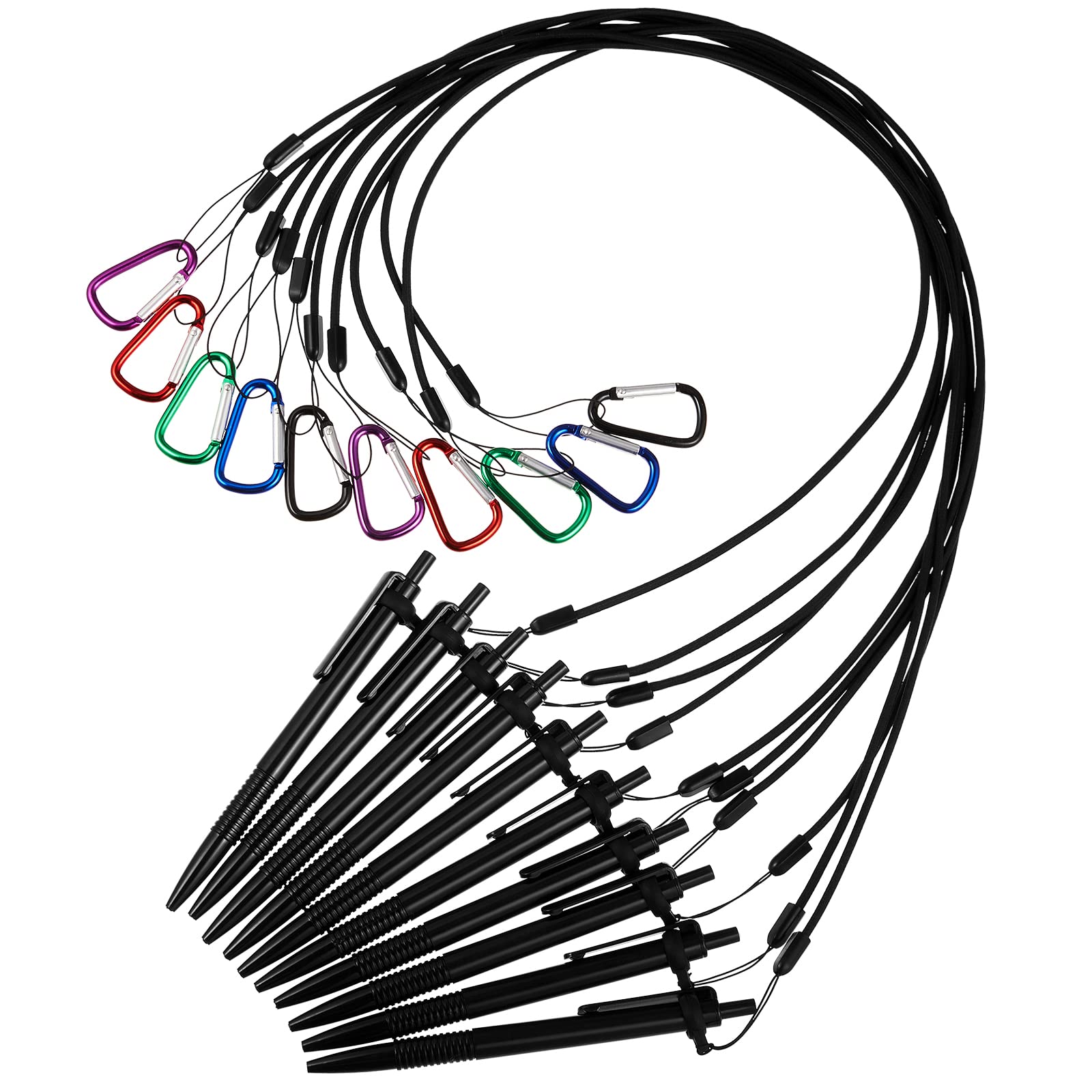 10 Sets 24 Inch Pen Leash Pen Silicone Lanyard Holder Necklace Lanyard Safety Neck Strap Silicone Ring Connection Buckle For Cli