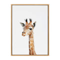 Kate and Laurel Sylvie Baby Giraffe Animal Print Portrait Framed Canvas Wall Art by Amy Peterson, 23x33 Natural