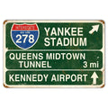 HomDeo Retro Yankee Metal Tin Sign Stadium Queens Midtown Tunnel 3 Miles Street Sign Bar Club Decor Pub Man Cave Wall Hanging De